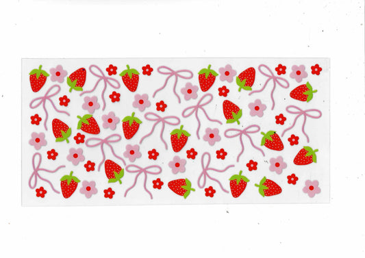 Pink Bows, Flowers, and Strawberries