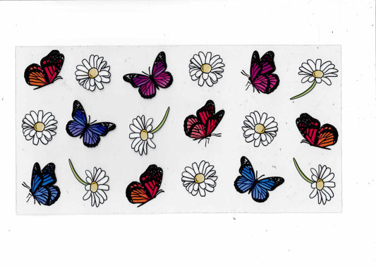 Rainbow Butterflies and White Flowers