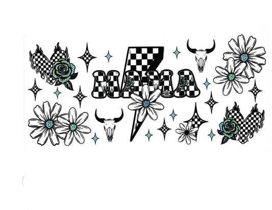 Western Mama Checkered Lightning Bolt